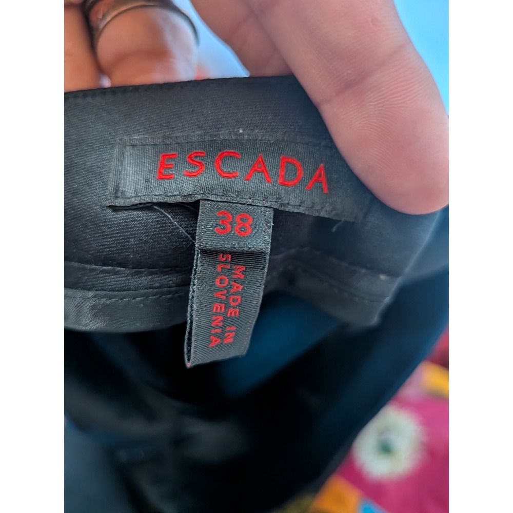 Escada Black 100% Silk Wide Leg Trousers Pants Size 38 Made in Slovenia - Picture 2 of 11